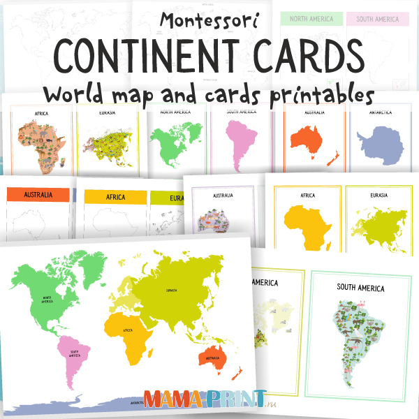 Montessori world map and continent cards