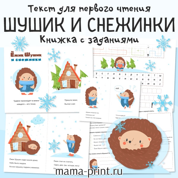Книжка с заданиями: Шушик и снежинки